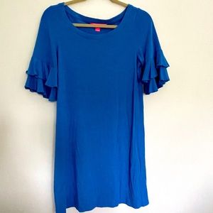 Lilly Pulitzer Colbalt blue Swing dress w Ruffle Sleeve - S